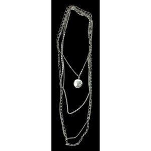 Silver Multilayer Chain Locket  Necklace